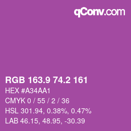 カラーコード: RGB 163.9 74.2 161 | qconv.com