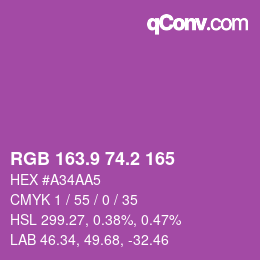 カラーコード: RGB 163.9 74.2 165 | qconv.com