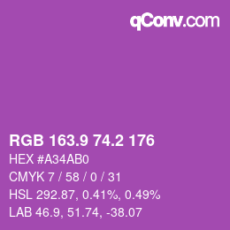 カラーコード: RGB 163.9 74.2 176 | qconv.com