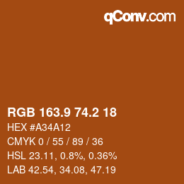 Color code: RGB 163.9 74.2 18 | qconv.com