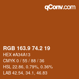 Color code: RGB 163.9 74.2 19 | qconv.com