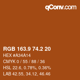 Color code: RGB 163.9 74.2 20 | qconv.com