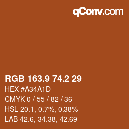 Color code: RGB 163.9 74.2 29 | qconv.com