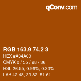 カラーコード: RGB 163.9 74.2 3 | qconv.com