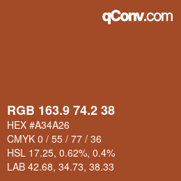 Color code: RGB 163.9 74.2 38 | qconv.com