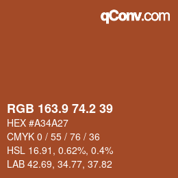 Color code: RGB 163.9 74.2 39 | qconv.com
