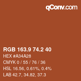 カラーコード: RGB 163.9 74.2 40 | qconv.com
