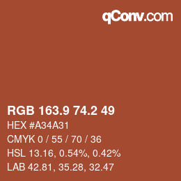 Color code: RGB 163.9 74.2 49 | qconv.com