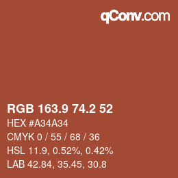 Color code: RGB 163.9 74.2 52 | qconv.com