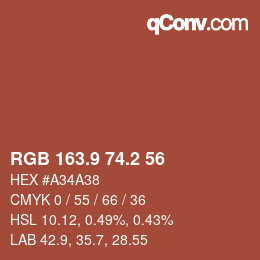 カラーコード: RGB 163.9 74.2 56 | qconv.com