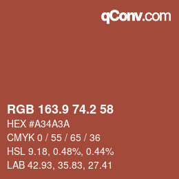 Color code: RGB 163.9 74.2 58 | qconv.com