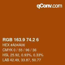 カラーコード: RGB 163.9 74.2 6 | qconv.com