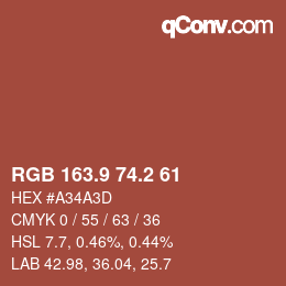 Color code: RGB 163.9 74.2 61 | qconv.com