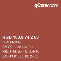 Color code: RGB 163.9 74.2 63 | qconv.com