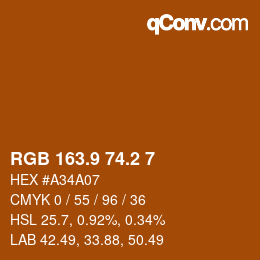 カラーコード: RGB 163.9 74.2 7 | qconv.com