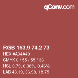 Color code: RGB 163.9 74.2 73 | qconv.com