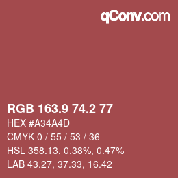 Color code: RGB 163.9 74.2 77 | qconv.com