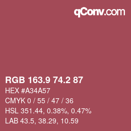 Color code: RGB 163.9 74.2 87 | qconv.com