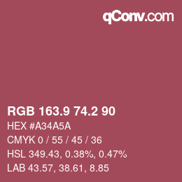 カラーコード: RGB 163.9 74.2 90 | qconv.com
