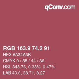 Color code: RGB 163.9 74.2 91 | qconv.com