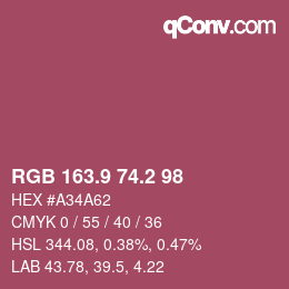 カラーコード: RGB 163.9 74.2 98 | qconv.com