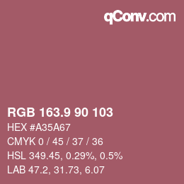 カラーコード: RGB 163.9 90 103 | qconv.com