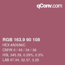 カラーコード: RGB 163.9 90 108 | qconv.com