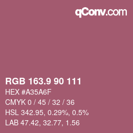 Color code: RGB 163.9 90 111 | qconv.com
