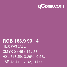 カラーコード: RGB 163.9 90 141 | qconv.com
