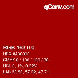 Farbcode: RGB 163 0 0 | qconv.com