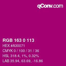 Color code: RGB 163 0 113 | qconv.com