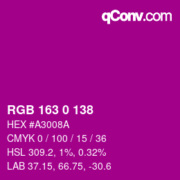 Farbcode: RGB 163 0 138 | qconv.com