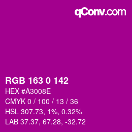 Color code: RGB 163 0 142 | qconv.com