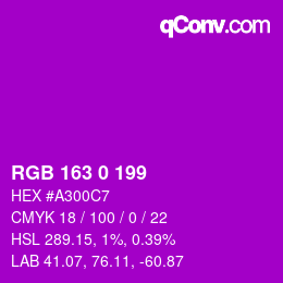 Color code: RGB 163 0 199 | qconv.com