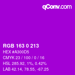 Color code: RGB 163 0 213 | qconv.com