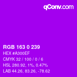 Color code: RGB 163 0 239 | qconv.com