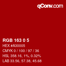 Color code: RGB 163 0 5 | qconv.com