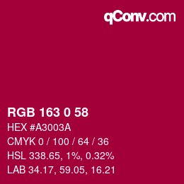 颜色代码: RGB 163 0 58 | qconv.com