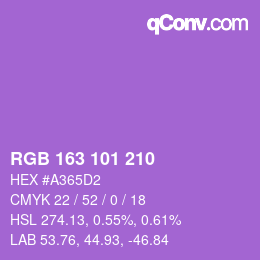 Color code: RGB 163 101 210 | qconv.com