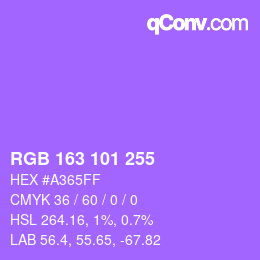 Color code: RGB 163 101 255 | qconv.com