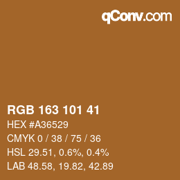 Color code: RGB 163 101 41 | qconv.com