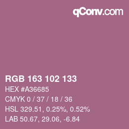 カラーコード: RGB 163 102 133 | qconv.com
