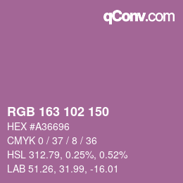 Color code: RGB 163 102 150 | qconv.com