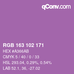 Color code: RGB 163 102 171 | qconv.com