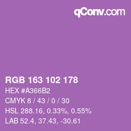 Color code: RGB 163 102 178 | qconv.com