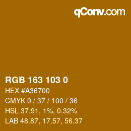 Color code: RGB 163 103 0 | qconv.com