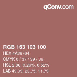 Color code: RGB 163 103 100 | qconv.com