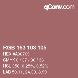 カラーコード: RGB 163 103 105 | qconv.com