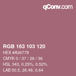 颜色代码: RGB 163 103 120 | qconv.com