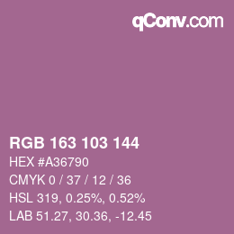 颜色代码: RGB 163 103 144 | qconv.com